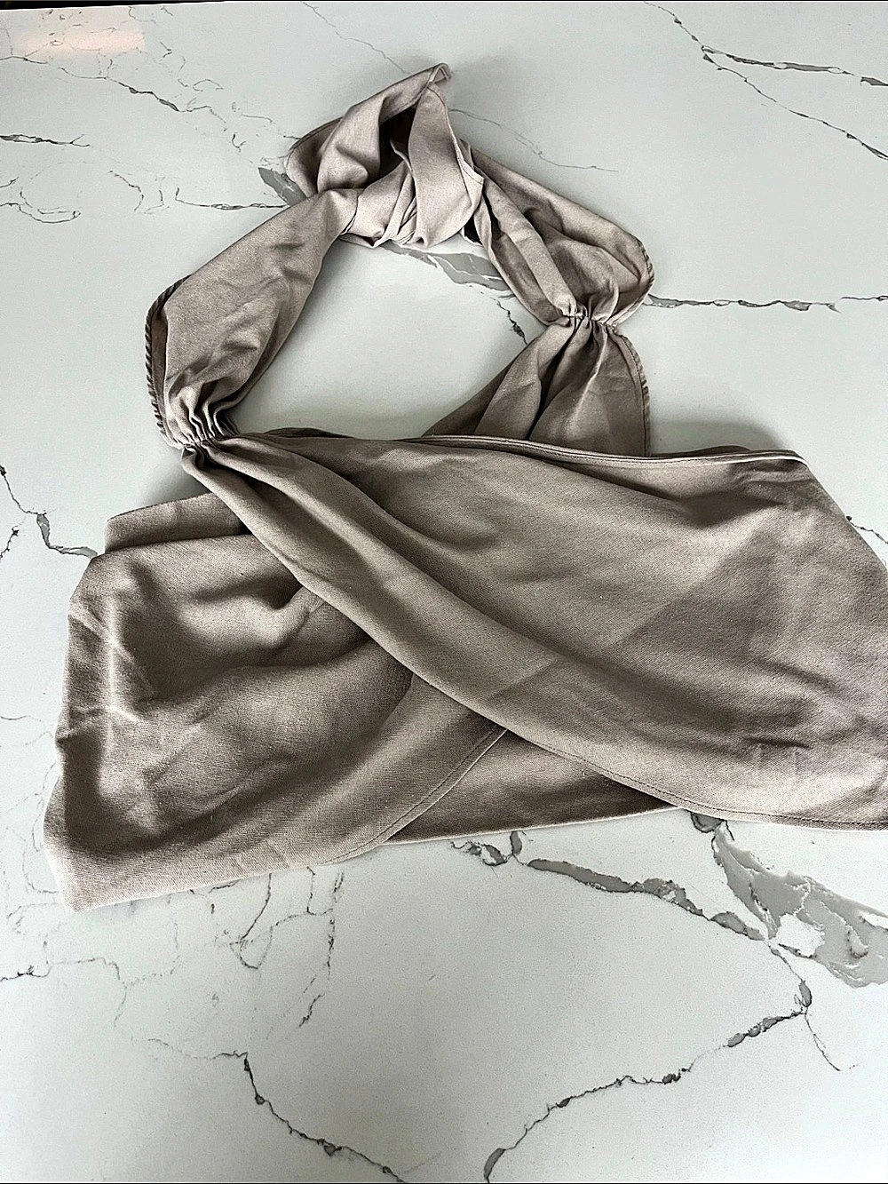 Commense Cotton & Line Crisscross Halter Tank Top Beige Medium